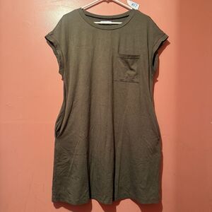 Wenrine Womens Dress M Medium Dark Army Green Pockets Short